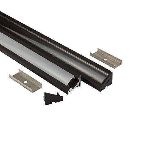 LED Aluprofil A20 schwarz Eckprofil 30° + Abdeckung Alu Schiene 30 grad Leiste für LED-Streifen-Strip 2m klar von tktrading24