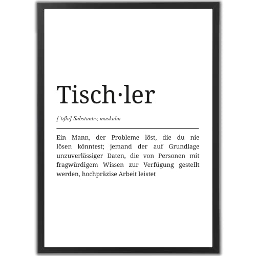 tradercat Poster Set – Berufe Lexikon Definition Kunstdruck – Wandbild Geschenk – Jubiläum - Home Deko für Freunde und Familie | Definitionen und Sprüche (A4 | Schwarzer Rahmen, Tischler) von tradercat