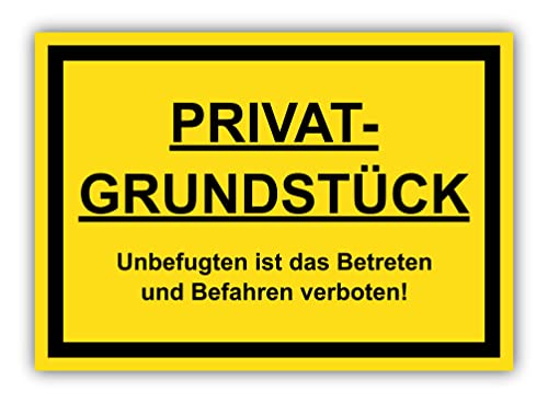 tradercat Privatgrundstück Betreten und Befahren verboten Schild Alu 3mm Alu-Dibond Schild Aluminiumverbundplatte mit UV-Schutz Privatgrundstück Hinweisschilder Warnzeichen (ALU | 42 x 30 cm) von tradercat