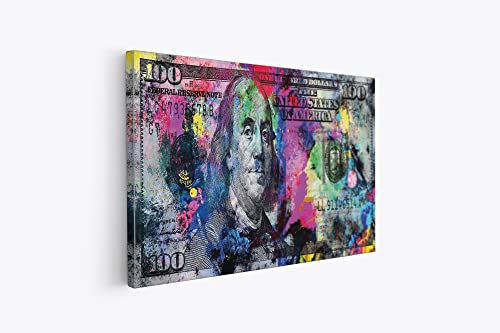 tradercat XXL Motivation-Wandbild - 100 dollar bill - Poster für Erfolg und Fitness, Leinwand und Poster komplett und aufhängefertig (105 x 140 cm) von tradercat