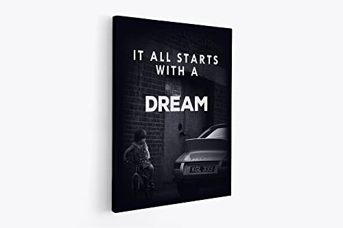 tradercat XXL Motivation-Wandbild - it all starts with a dream - Poster für Erfolg und Fitness, Leinwand und Poster komplett und aufhängefertig (60 x 80 cm) von tradercat