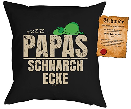 trag-das Geschenk Papa Kissen mit Füllung - Papas Schnarchen Checke - Weihnachten Weihnachtsmann Idee Geburtstag Schwarz von Träumeland