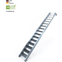 Geschosstreppe 16 Stufen Höhe 340 cm, 80 - 120 cm [80 cm beidseitiges Geländer ST 2 (31 / 31 mm gezackt)] von trebado