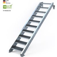 Stahltreppe 10 Stufen bis Höhe 220 cm, 60 - 120 cm [60 cm Geländer links ST 1 (31 / 31 mm)] von trebado