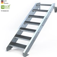 Stahltreppe 7 Stufen bis Höhe 160 cm, 60 - 120 cm [100 cm kein Geländer ST 2 (31 / 31 mm gezackt)] von trebado