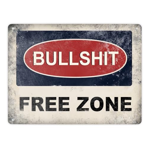 Metallschild XL mit Bullshit Free Zone Motiv von trendaffe