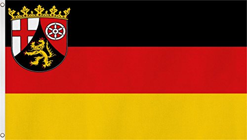 Fahne/Flagge mit zwei Metallösen zur Befestigung und zum Hissen - Größe 90 x 150 cm Farbe Rheinland Pfalz von trends4cents