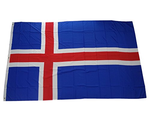 Top Qualität - Flagge Island Fahne, 250 x 150 cm, extrem reißfest, keine Billig-Chinaware, Stoffgewicht ca. 100 g/m², sehr robust, extra starke Messing-Ösen von trends4cents