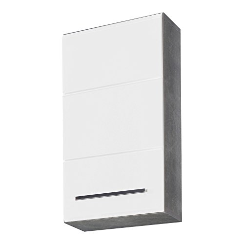 trendteam smart living - Hängeschrank Wandschrank - Badezimmer - Nano - Aufbaumaß (BxHxT) 32 x 61 x 21 cm - Farbe Beton Stone mit Weiß Hochglanz - 184650135 von trendteam smart living