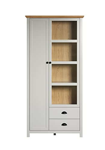 trendteam smart living - Vitrine Schrank Wohnzimmerschrank - Wohnzimmer - Landside - Aufbaumaß (BxHxT) 97 x 201 x 41 cm - Farbe Lichtgrau mit Artisan Eiche - 2118135F4 von trendteam smart living