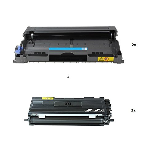 TTRecycling - kompatibel - als Ersatz für Brother FAX 2825 / ML / Fax 2820(2x DR-2000 Trommel + 2x TN-2000 XL Toner) 4Set von ttrecycling