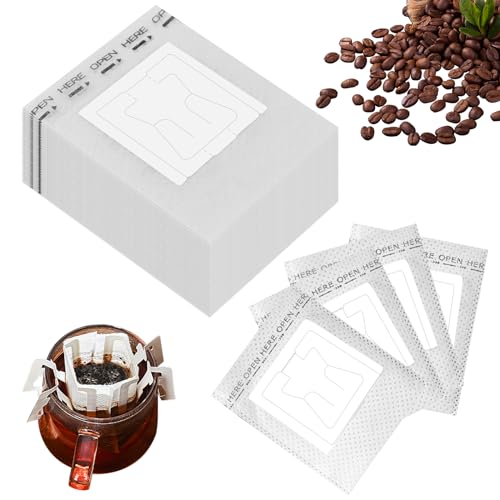 100 Stück Kaffeefilter zum Aufhängen, Drip Coffee Bag Einweg, Kaffeefilter Camping, Tragbare Kaffee-Papier-Filter für die meisten Tassen, Reisen, Camping, Zuhause, Büro von twirush