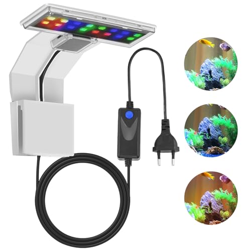 Aquarium LED Beleuchtung Licht, 3 Farben Aquarium Beleuchtung Leuchte Clip, LED Aquarium Lampe Clip On Aquarium Licht für Wasserpflanzen und Fische Tank Beleuchtung (Weiß) von twirush