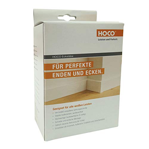Hoco Eckstäbe, Ecktürme, Innenecken Außenecken aus Holz (lackiert) für weiße Sockelleisten, Inhalt: 15 Stück (105 x 22 x 22 mm (E7), weiss) von uficell