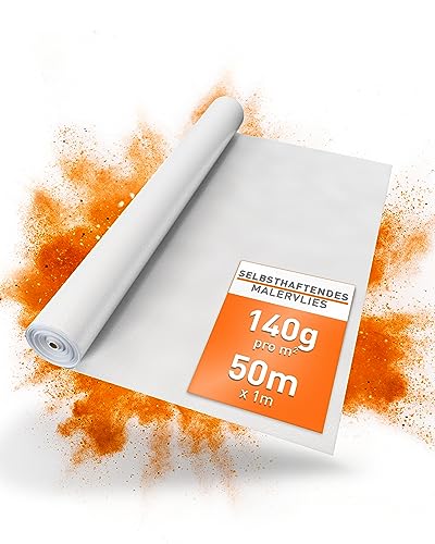 easyliner® selbsthaftendes Malervlies Malerabdeckvlies premium Qualität Schutzvlies Abdeckvlies, Gewicht: 140 g/m² | Der perfekte Oberflächenschutz für Bodenbeläge (50 m² Rolle) von uficell