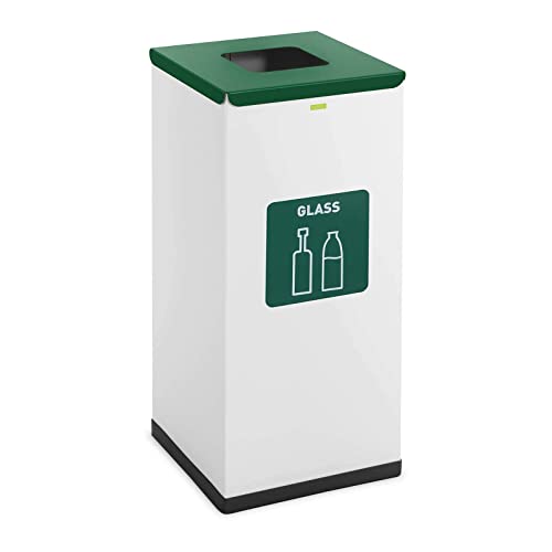 ulsonix ULX-GB2 N Abfalleimer 60 L weiß Glas-Label Abfalltonne Mülltonne Mülleimer von ulsonix