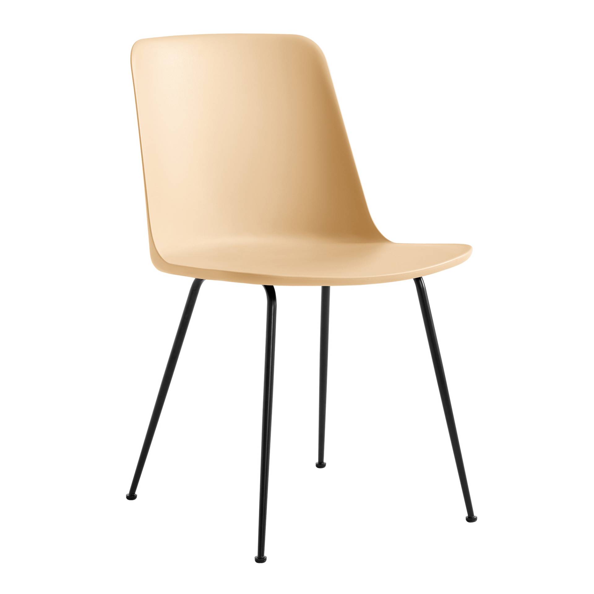 &Tradition - Rely HW6 Stuhl - beige sand/BxTxH 47x55x82cm/mit Kunststoffgleitern/Gestell Stahlrohr schwarz von &Tradition