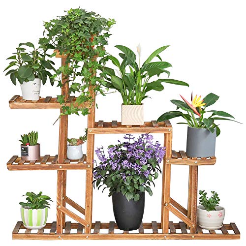 unho Blumenregal Blumenständer 6 Ebenen Pflanzentreppe aus Holz für Indoor Balkon Wohzimmer Outdoor Garten Dekor 117×25×96cm von unho