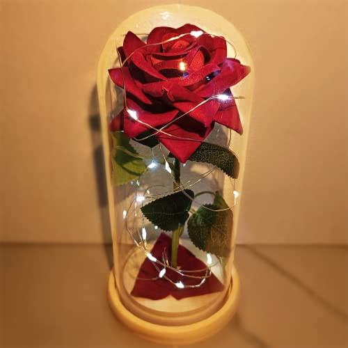 Geschenke zum Hochzeitstag Valentinstag, Personalisierte Rose Lampe, Galaxy Rose Blume Geschenk, Ewige Ros mit LED-Licht in Glaskuppel auf Holzsockel, Einzigartiges Geschenk für Frauen, Mama, Freundin von uniqicon