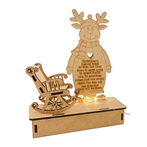 Weihnachts-Schaukelstuhl-Box aus Holz, LED-Lichterkette, Erinnerungs-Ornamente, Rentier, Weihnachtsdekoration, für den Innenbereich von unknows