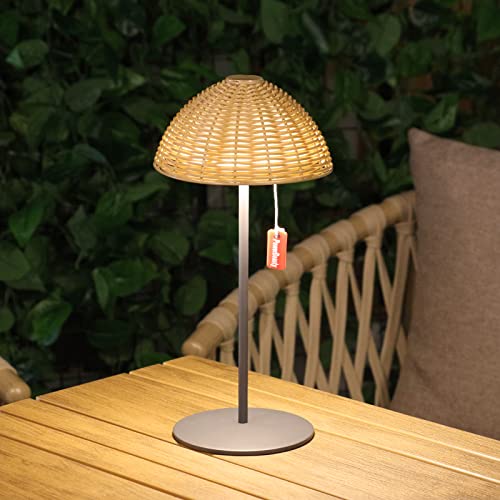 Dimmbare Led Akku Outdoor Tischlampe,Indoor & Outdoor IP44 Tragbare Stufenloses Dimmen Led Tischleuchte kabellos,USB Aufladbar Akku Tischlampe für Garten Balkon Camping im Freien von uuffoo