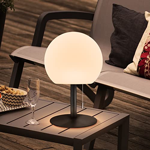 Led Akku Outdoor Tischlampe,Modern led Tischlampe kabellos mit dimmbaren 7 Farben,USB Aufladbar Kordellampe Farbwechsel Tischlampe Ohne Kabel für Schlafzimmer,Outdoor oder Büro(Schwarz Ball) von uuffoo