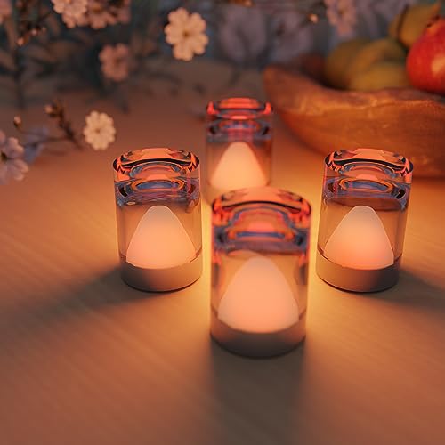 uuffoo Led Teelichter Wiederaufladbare IP44 Wasserdichtes, Led Kerzen Outdoor mit 2 Kerzenlicht-Modus + RGB-Licht, Set von 4,flackernde Kerze für Zuhause, Party, Feiertagsd von uuffoo