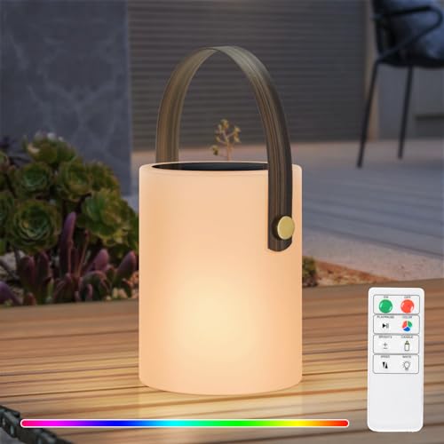 Outdoor Dimmbaren Solar Tischlampe 2in1 LED Akku Tischleuchte Wiederaufladbare IP45 Wasserdichtes Kabellos Solar RBG Tischlampe für Außen Terrasse Garten Camping Schlafzimmer. von uuffoo