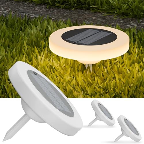 uuffoo Solarlampen für Außen, Solarleuchten für Garten, 3set Solar Gartenleuchten mit Farbwechsel, IP67 Wasserdichte Automatische Einschaltung für Garten Balkon Terrasse (Untertasse) von uuffoo