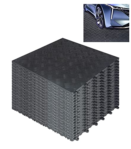 20 Stück Garagenboden Ineinandergreifende - 40x40cm Garagenbodenbelag Fliesen - Rutschfeste Strapazierfähiges Garagenbodenfliesen - Einfach zu Verlegen - Diamantplatten Design (Schwarz) von uyoyous