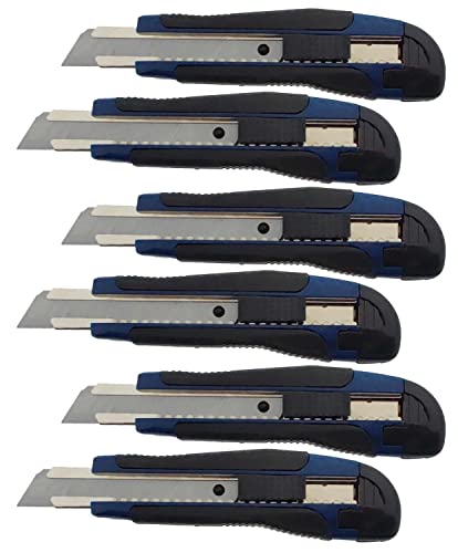6 x Profi-Cuttermesser in verschiedenen Ausführungen - Cuttermesser Teppichmesser (6 x blau 18 mm Auto-Lock) von varivendo