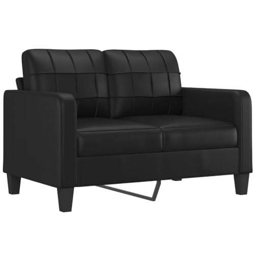 vidaXL Sofa 2 Sitzer, Couch für Wohnzimmer, Polstersofa mit Metallgestell, Loungesofa Zweisitzer Wohnzimmersofa Wohnzimmermöbel, Schwarz Kunstleder von vidaXL