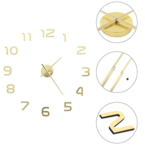 vidaXL 3D Wanduhr Modernes Design 100cm XXL Golden Wand Uhr Wandtattoo Deko von vidaXL