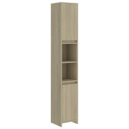 vidaXL Badezimmerschrank mit 6 Fächern 2 Türen Badschrank Badregal Badmöbel Schrank Badezimmer Regal Hochschrank Sonoma-Eiche Holzwerkstoff 30x30x183,5cm von vidaXL