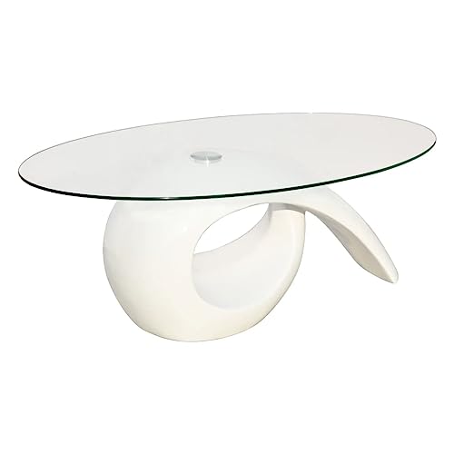 vidaXL Couchtisch Beistelltisch Kaffeetisch Tisch Glasplatte Hochglanz Weiß von vidaXL
