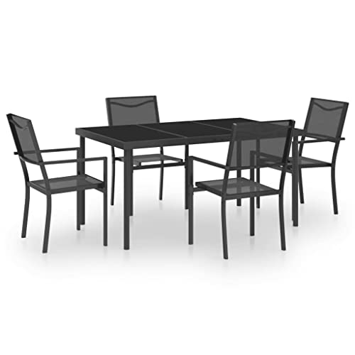 vidaXL Gartenmöbel Set 5-TLG. Gartengarnitur Sitzgruppe Gartenset Sitzgarnitur Lounge Gartentisch Esstisch Tisch Stuhl Stühle Stahl von vidaXL