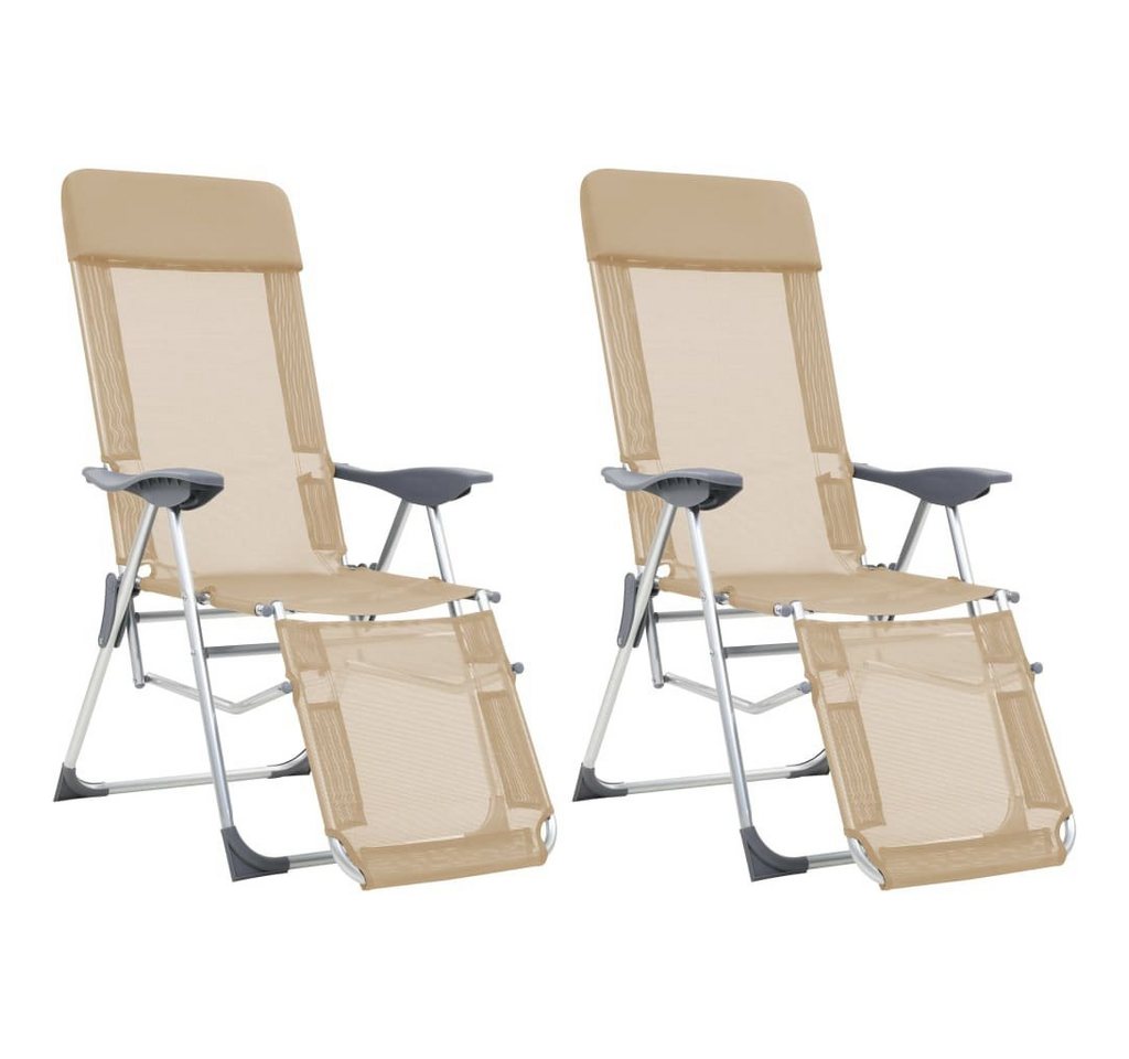 vidaXL Gartenstuhl Klappbare Liegestühle mit Fußteil 2 Stk. Creme Textilene (2 St) von vidaXL