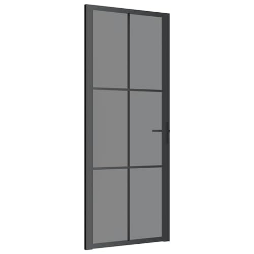 vidaXL Innentür Modernes Design Glastür Komplettset Zimmertür Tür Drehtür Wohnungstür mit Montagezubehör 83x201,5cm Schwarz ESG-Glas Aluminium von vidaXL