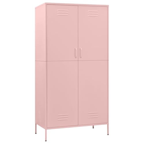 vidaXL Kleiderschrank Garderobenschrank Dielenschrank Schlafzimmerschrank Stahlschrank Lagerschrank Mehrzweckschrank Schrank Rosa 90x50x180cm Stahl von vidaXL