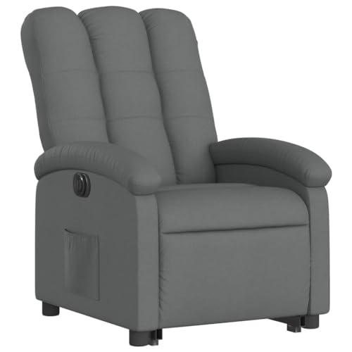 vidaXL Relaxsessel, Elektrisch Verstellbar Sessel mit Aufstehhilfe, Fernsehsessel Aufstehsessel mit Liegefunktion, Liegesessel Ruhesessel Polstersessel, Dunkelgrau Stoff von vidaXL