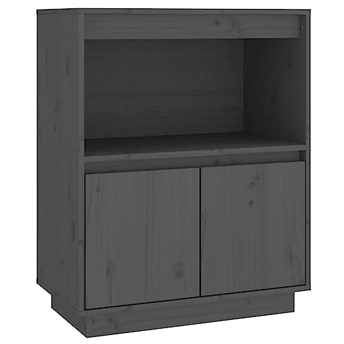 vidaXL Sideboard Kommode Anrichte Schrank Beistellschrank Mehrzweckschrank Standschrank Aufbewahrungsschrank Grau 60x34x75cm Massivholz Kiefer von vidaXL