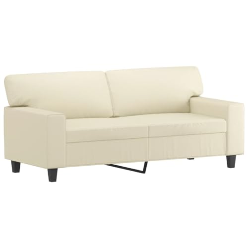 vidaXL Sofa 2-Sitzer, Loungesofa Couch mit Armlehnen Rückenkissen, Wohnzimmersofa Designsofa mit Metallgestell, Sitzmöbel Zweisitzer, Creme Kunstleder von vidaXL