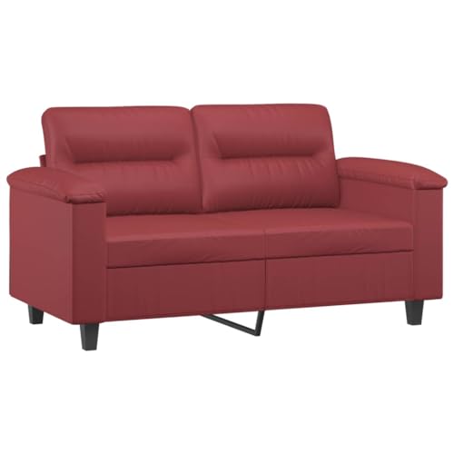 vidaXL Sofa 2-Sitzer, Loungesofa Couch mit Armlehnen Rückenkissen, Wohnzimmersofa Designsofa mit Metallgestell, Sitzmöbel Zweisitzer, Weinrot Kunstleder von vidaXL