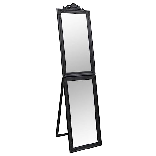 vidaXL Standspiegel Klappdesign Barockstil Ankleidespiegel Ganzkörperspiegel Freistehender Spiegel Flurspiegel Dekospiegel Schwarz 40x160cm von vidaXL