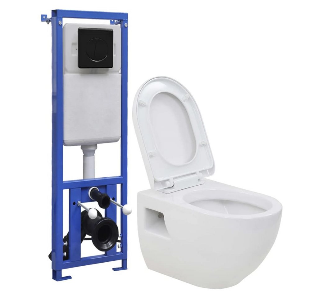 vidaXL Tiefspül-WC Hänge-Toilette mit Unterputzspülkasten Keramik von vidaXL