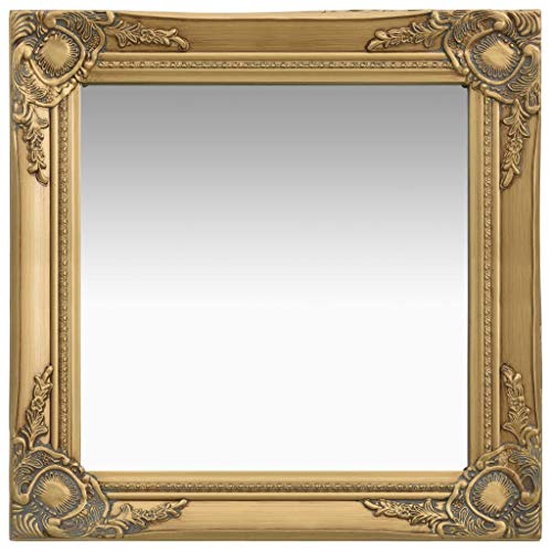 vidaXL Wandspiegel im Barock-Stil Antik mit Montagehaken Hängespiegel Dekospiegel Badspiegel Spiegel Flurspiegel Garderobe 50x50cm Golden von vidaXL