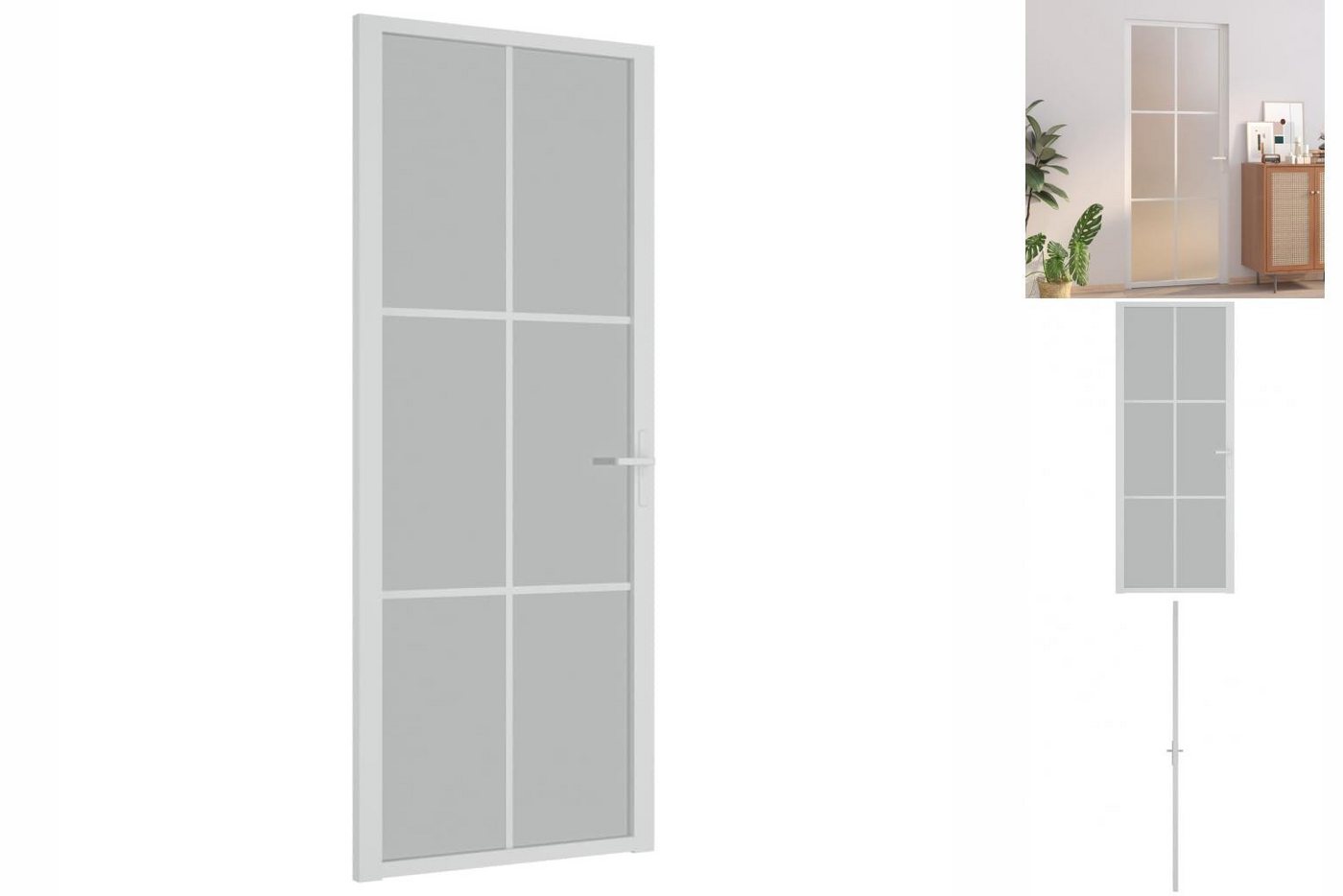 vidaXL Zimmertür Innentür 83x201,5 cm Weiß Mattglas und Aluminium Zimmertür Glastür von vidaXL