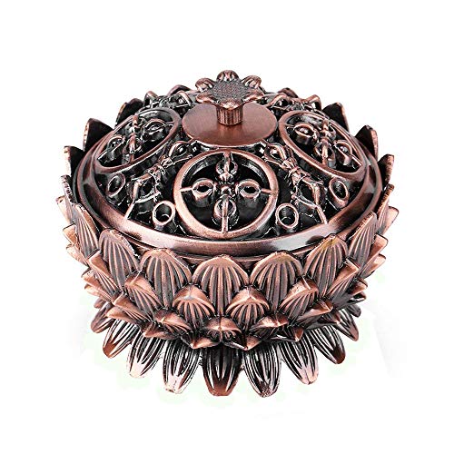 Vientiane Lotus Form Räuchergefäß, Mini Metall Aromatherapie Halter Weihrauchbrenner, Herd Rückfluss Räuchergefäß für Dekoration Geschenk Zubehör (9,2 x 7,3 cm) von Vientiane