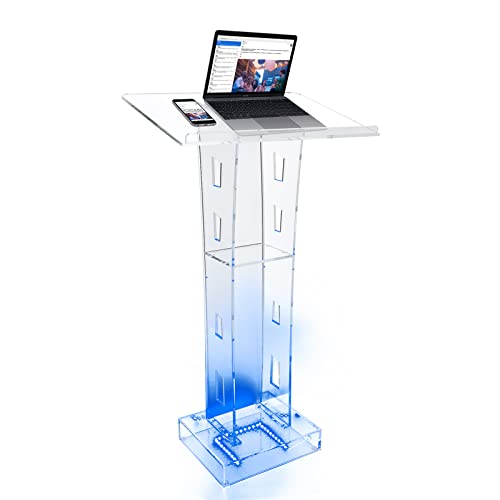 vinnyooc 43.3" Acryl Podium Ständer LED Klar Kanzel Christliches Rednerpult Tragbare Podium Pulpits Rednerpult Lucite Kirche Kanzel 110cm Für Hochzeiten Kirche Büro Schule Restaurants von vinnyooc