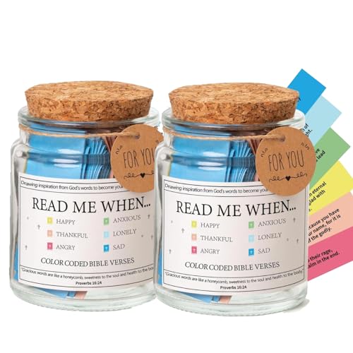2PC Read Me When Bible Verses Jar,2024 New Bible Verses in a Jar,Bible Verses for Emotions and Feelings,Glass Scripture Prayer Jar with Coloring Bible Verse,Christian Church Biblical Faith Based Gift von vokkrv
